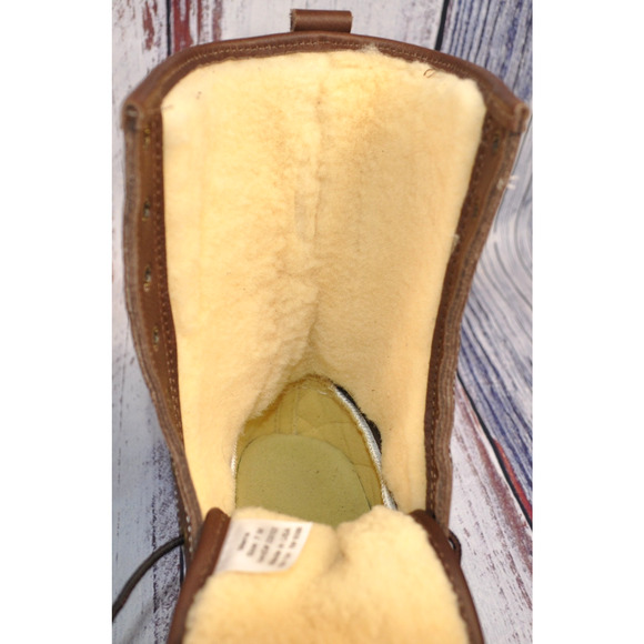 L.L Bean Shearling Lined Men's Size 7 Duck Boots Brown Lace Up MADE IN MAINE USA - Picture 5 of 9